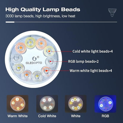 Pro Zigbee LED Bulb MR16 Bulbs GU5.3 Smart Bulb 12V 5W RGB CCT Dimmable Spotlight Support App Control (Bean Angle 30°)