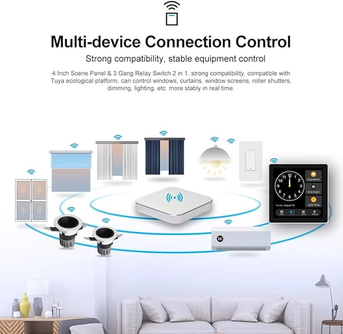 Tuya T3E Panel Switch Touch Screen Panel EU Smart Control Panel Switch Zigbee Smart Home Wall Push Light Switch,Black