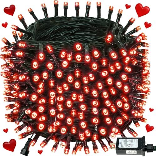 Connectable 88Ft 240LED Christmas String Lights Outdoor Indoor, Red