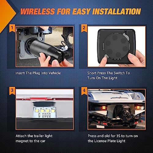 Nilight Magnetic Trailer Towing Light Kit 2PCS 58LED Wireless Rechargeable