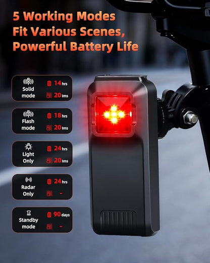 WSDCAM Smart Bike Tail Light Alarm Bike Brake Light Auto ON/Off Anti Theft Bike Alarm with Remote Waterproof Bicycle Alarm Rear Bike Light Bicycle Tail Light LED Rechargeable