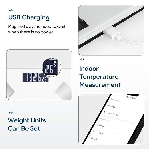 Smart Scale for Body Weight, Bathroom Digital Weighing Scale with BMI, Body Fat, Muscle Mass, Accurate Bluetooth Home User Health Equipment Sync Apps【White】