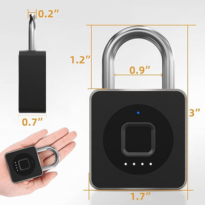 Pothunder Fingerprint Padlock with APP, Keyless Biometric Lock, Smart Waterproof Padlock Suitable for Gym, Locker, Gates, Fence and Storage