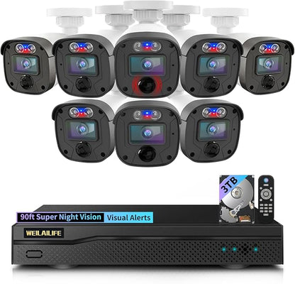 【122° Wide-Angle】 Outdoor Wired Security Camera System, Home Video Surveillance Systems, CCTV Cameras for Home, DVR Surveillance Kits