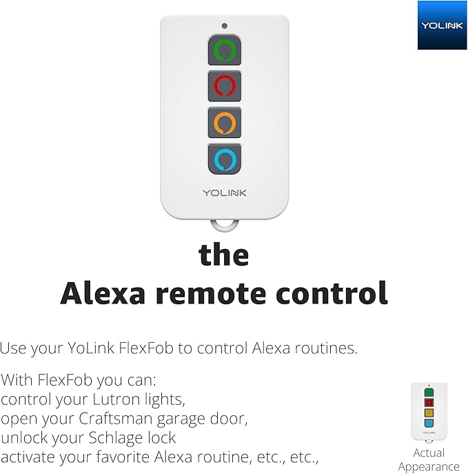 FlexFob 4-Button Smart Fob, up to 8 Functions, Trigger Alexa Routines & IFTTT Applets, Smart Buttons, Hub Included