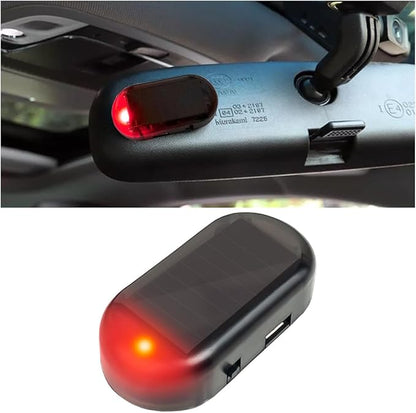 Car Solar Power Simulated Dummy Alarm, Car Alarm Warning Light Fake Lamp with USB Charger Port, Anti-Theft LED Flashing Security Light Car Accessories for Most Cars (Red, 1PC)