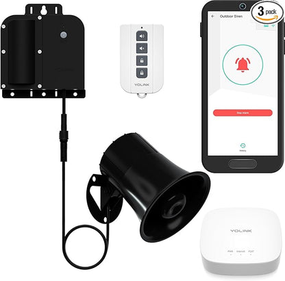 YoLink X3 Version Outdoor Alarm Controller and SirenFob Kit, Ruggedized Battery-Powered Siren/Alarm/Relay Controller, Up to 1/4 Mile Range, 110dB Siren, Alexa, Google, IFTTT, Hub Included