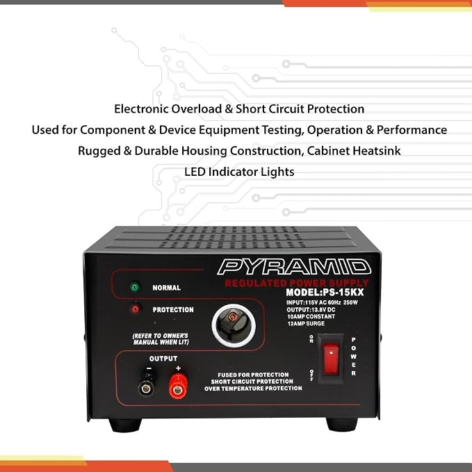 Pyramid Car Audio PS15K 10-Amp Power Supply with Car-Charger Adapter