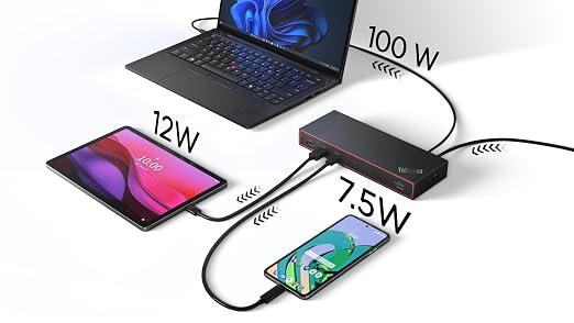 Lenovo ThinkPad USB 4 Smart Dock 5500 w/ 135W Adapter, Supports up to 4 Displays, 100W Power to Laptop, Integrated USB4 Cable, Eclipse Black