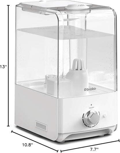 Humidifiers for Bedroom Large Room, Top Fill 6.5L Cool Mist Humidifier, 45H Runtime, 28dB Quiet Ultrasonic Air Humidifier for Home, Whole House, Baby Nursery, Night Light (White)