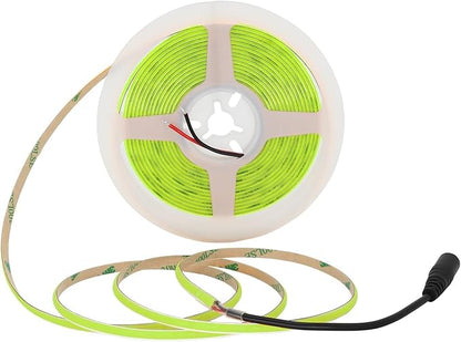 COB LED Strip Light, 16.4FT 12V Green Narrow Width 5mm Super Bright CRI 90+ Dotless LED Tape Light, 400LEDs/M Cuttable Flexible Dimmable Light Strip for Christmas Indoor Home Decor (No Power Supply)