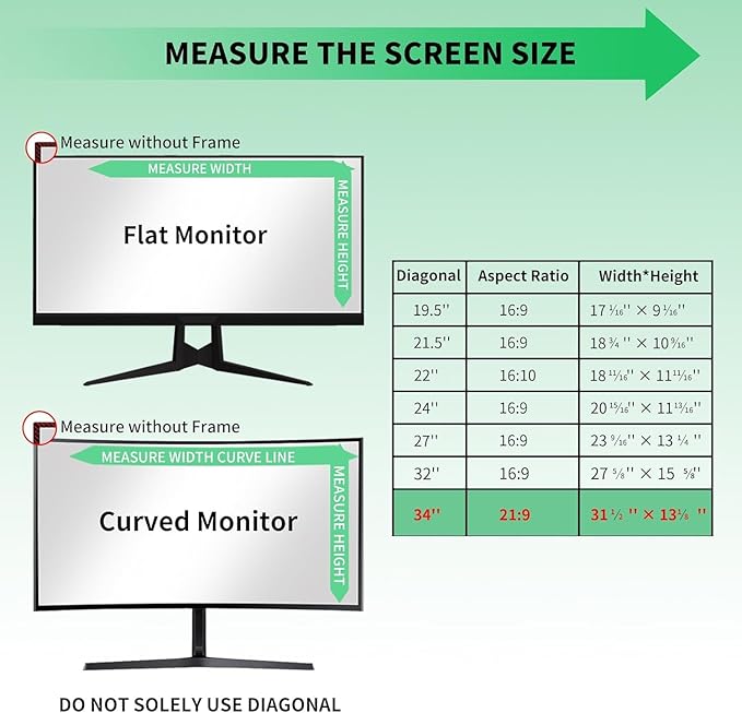 34 Inch Curved Computer Privacy Screen Filter for 21:9 Widescreen Computer Monitor Screen Protector Computer Screen Privacy Shield Anti Glare
