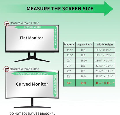 34 Inch Curved Computer Privacy Screen Filter for 21:9 Widescreen Computer Monitor Screen Protector Computer Screen Privacy Shield Anti Glare