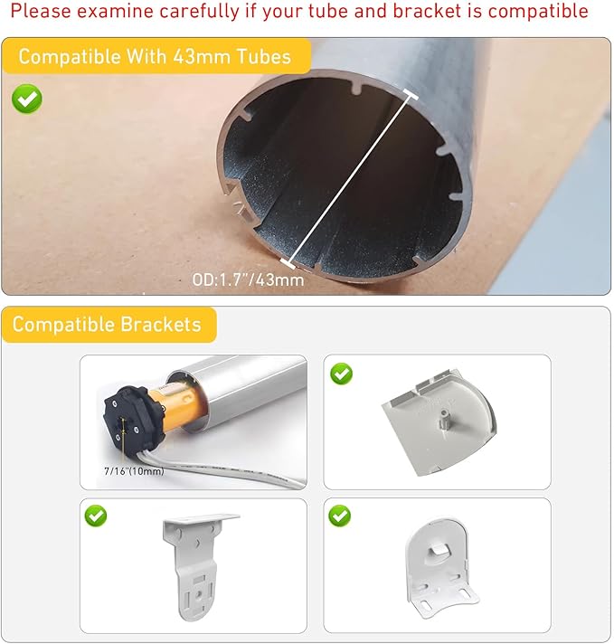 WiFi Blinds Motor for 1.75"(43mm) Tube, Electric Windows Shade, Smart Tubular Motor, App Timer and Group Control, Compatible with Alexa and Google Home