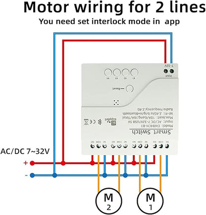 4 Channel Smart Switch, Momentan/Locking WiFi Relay, eWeLink App Bluetooth Control Switch, DIY Smart Home, Compatible with Alexa Google Home