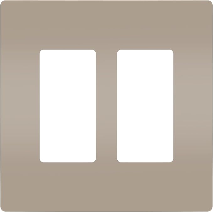 Legrand - Pass & Seymour radiant RWP262NICC6 2-Gang Screwless Plastic Wall Plate, Decorative Outlet Cover, Brushed Nickel Finish, Two Gang