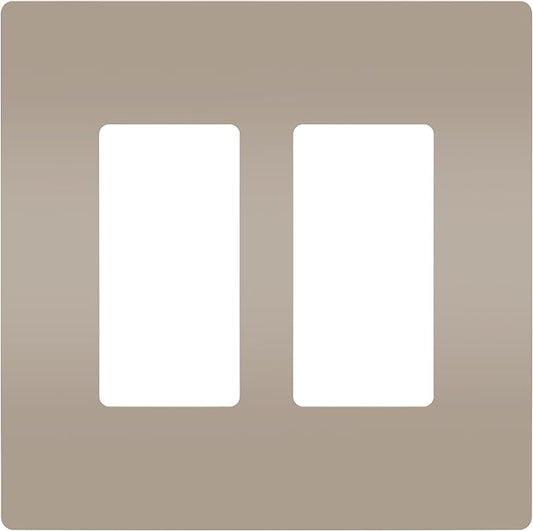 Legrand - Pass & Seymour radiant RWP262NICC6 2-Gang Screwless Plastic Wall Plate, Decorative Outlet Cover, Brushed Nickel Finish, Two Gang