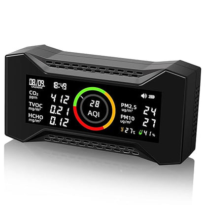 8-in-1 Air Quality Monitor Indoor, CF-20 Portable Air Quality Tester CO2 Monitor (PM2.5, PM10, CO2, VOC, Formaldehyde, Humidity, Temp) Wildfire Protection Long Battery Life & Real-Time Data