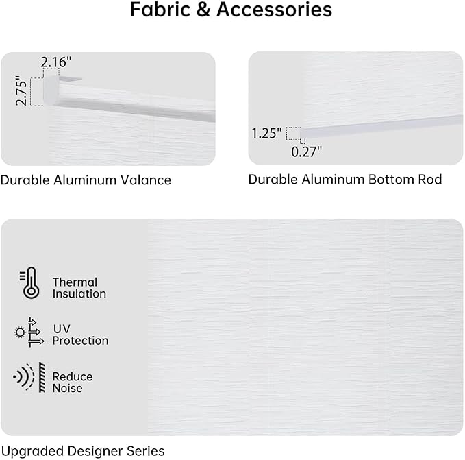 Motorized Coupled Shades, Light Filtering Smart Blinds for Large Windows Automatic Blinds Compatible with Alexa, Electric Roller Shades Customized for Living Room Home Office(Jacquard White)
