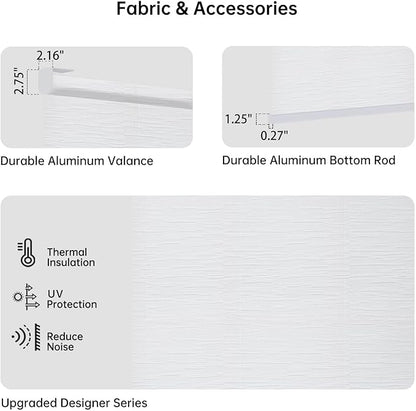 Motorized Coupled Shades, Light Filtering Smart Blinds for Large Windows Automatic Blinds Compatible with Alexa, Electric Roller Shades Customized for Living Room Home Office(Jacquard White)