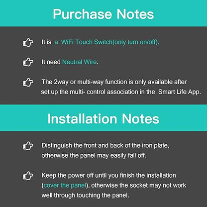 BSEED Smart Light Switch,1 Gang WiFi Touch Switch with Smart Life APP Control and Timing Function,White Single Pole Switches Work with Amazon Alexa,Google Assistant -(3 Way) Multi-Control Association