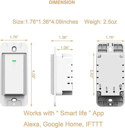 Smart Switch, Works with Alexa and Google Home, Voice Control, No hub Required Timing Synchronization, Suit for 1/2/3/4 Group Type Switch Box Micmi, Neutral Wire Required(1 Gang Smart Switch) 1 Pack