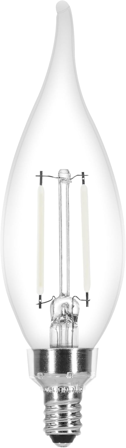 Sylvania B10 Clear LED White Filament Bulb, 3.5W, Dimmable, 300 LMS, Candelabra Base, 5000K, Daylight - 4 Pack (41847)