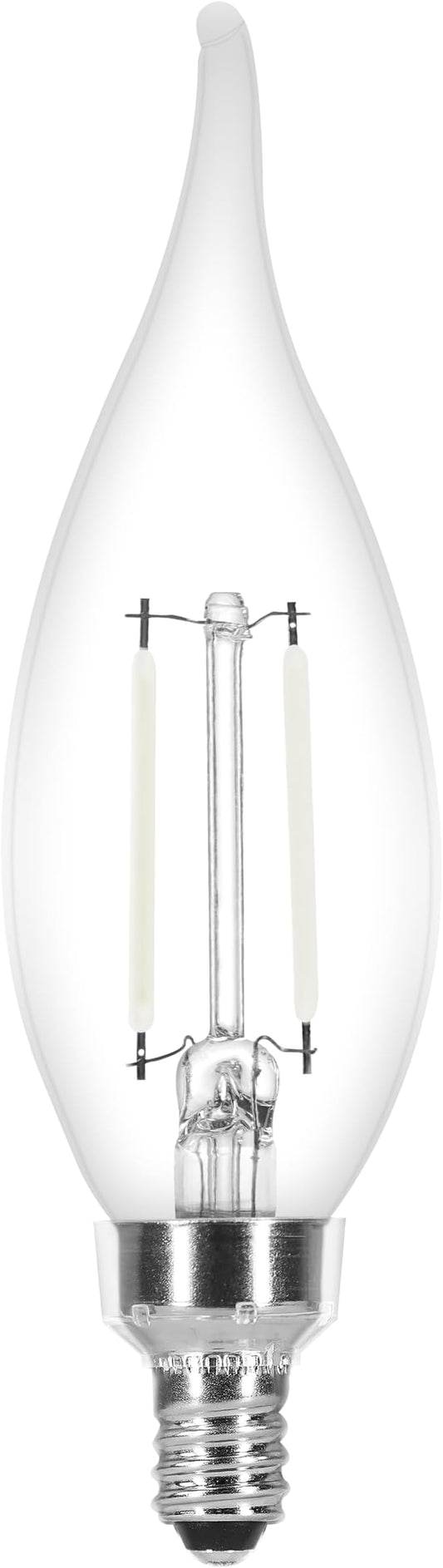 Sylvania B10 Clear LED White Filament Bulb, 3.5W, Dimmable, 300 LMS, Candelabra Base, 5000K, Daylight - 4 Pack (41847)