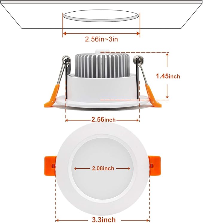 YGS-Tech 3 Inch LED Recessed Lighting, Dimmable Downlight 5W(40W Halogen Equivalent), CRI80, 2700K Ultra Warm White, Ceiling Light with LED Driver(4 Pack)
