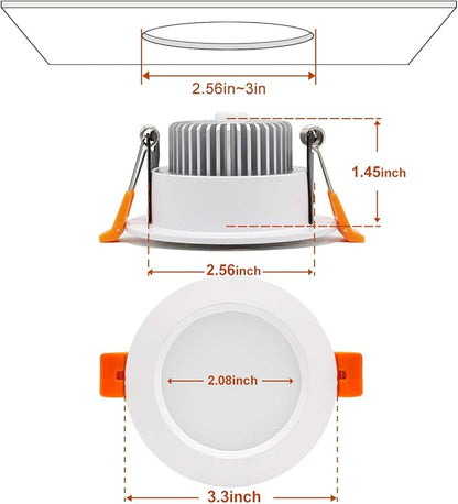 YGS-Tech 3 Inch LED Recessed Lighting, Dimmable Downlight 5W(40W Halogen Equivalent), CRI80, 4000K Natural White, Ceiling Light with LED Driver(4 Pack)