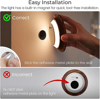 Wood Motion Sensor Night Light Indoor, Rechargeable Magnetic Light