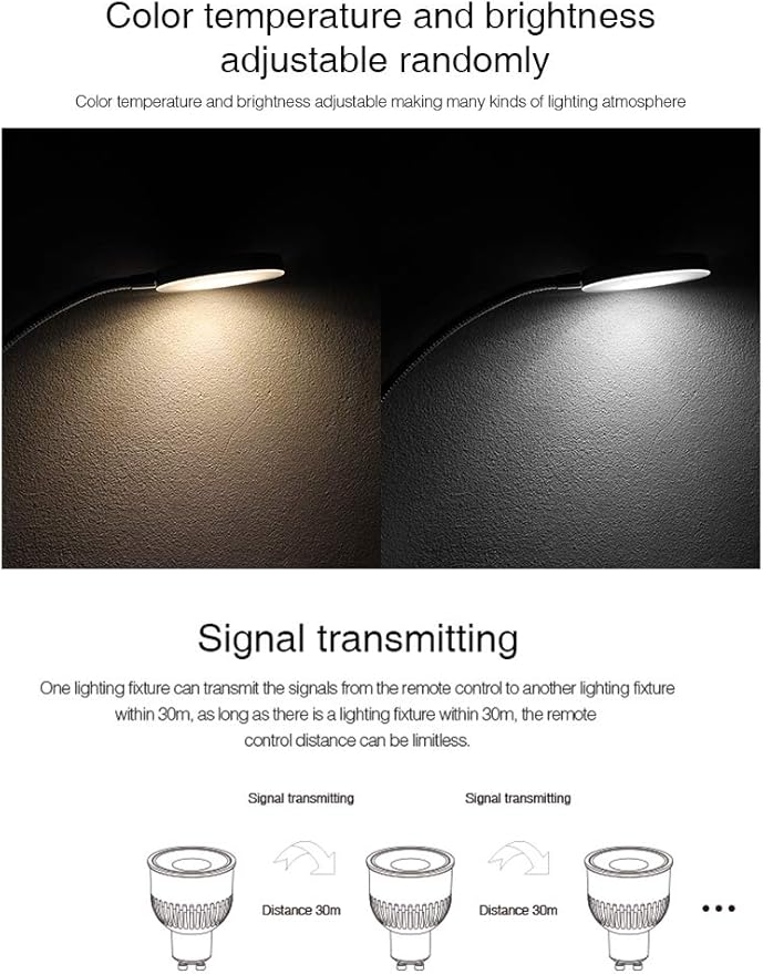 LGIDTECH FUT107 Miboxer 6W LED Spotlight Bulb GU10 WW+CW,Warm White+Cool White Color Dual White CCT Temperature Adjustable,Memory Function.All Controller is Sold Separately