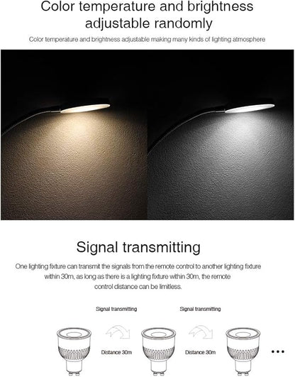 LGIDTECH FUT107 Miboxer 6W LED Spotlight Bulb GU10 WW+CW,Warm White+Cool White Color Dual White CCT Temperature Adjustable,Memory Function.All Controller is Sold Separately