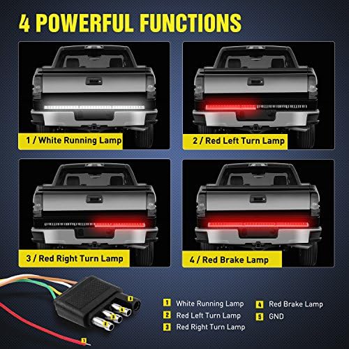 Nilight 60 Inch Truck Tailgate Light Bar Double Row 264 LEDs