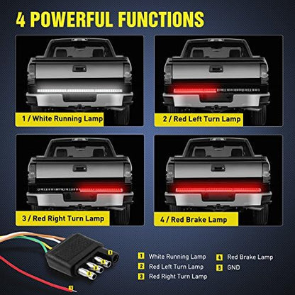 Nilight 60 Inch Truck Tailgate Light Bar Double Row 264 LEDs