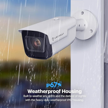 Amcrest 4K Optical Zoom AI IP PoE Camera, Varifocal Outdoor IP POE Camera Bullet, Human & Vehicle Detection, F1.5, 2.7mm~13.5mm Lens, IP67, 5X Optical Zoom, (IP8M-VB2696EW-AI)