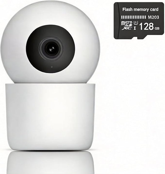 Indoor Pan/Tilt Home Security Mobile Tracking Camera 2K 3MP, 345 Degree Wireless WiFi Webcam/Monitor for Baby/Elder with Night Vision & Phone App (128G SD Card Storage), 2 Way Audio, Human Detection
