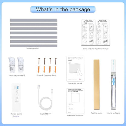 MING CHEN Motorized Blinds with Remote, Built-in Rechargeable Motor Smart Automatic Window Shades, Custom Size Electric Zebra Blinds Compatible with Alexa Google (70% Blackout Blue)