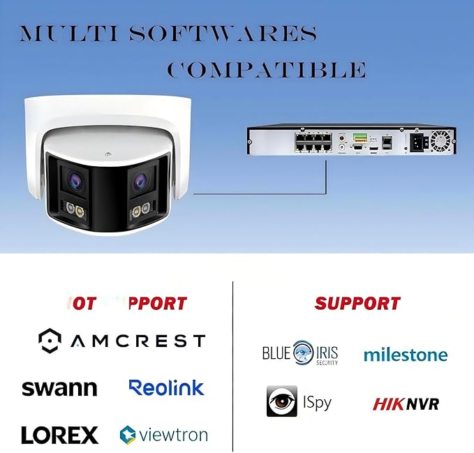 Acusense 8MP Dual Lens PoE IP Camera Outdoor Compatible with Ⲏіkconnect/ iVMS4200/ Guarding Vision, 180° Panoramic Wide Angle, Smart IR & White Light Night Vision, Plastic Casing IP Ethernet Cameras