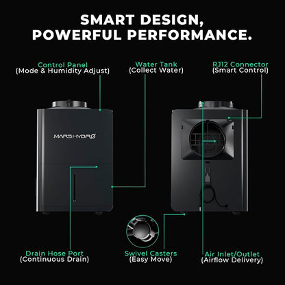 MARS HYDRO 18L/Day (38Pint) Compressor Dehumidifier, with Digital Humidity Control Display, Air Duct, Drain Hose & Washable Filter, Powerful Dehumidification for Grow Tent and Home