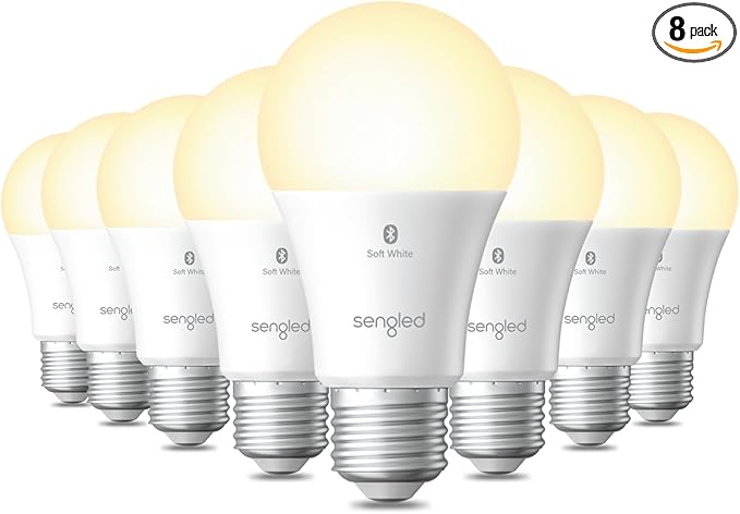 Sengled Alexa Light Bulb, S1 Auto Pairing with Alexa Devices, Warm Light Bulbs, Smart Light Bulbs That Compatible with Alexa, Bluetooth Mesh Smart Home Lighting, 60W Equivalent, E26, 800LM, 8-Pack