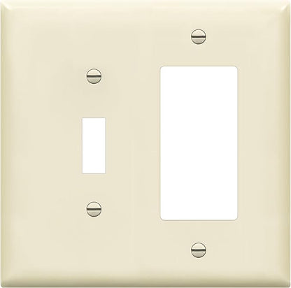 ENERLITES Combination Toggle Light Switch/Decorator Light Switch Plate, Double Switch Wall Plate, Mid-Size 2-Gang 4.88" x 4.92", Polycarbonate Thermoplastic, 881131M-LA, Light Almond