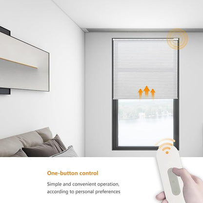 Motorized Cellular Shades Cordless Light Filtering Rechargeable Window Curtains with Remote for Privacy Protection Smart Home Electric Automatic Honeycomb Blinds for Windows, 27" x 48", White