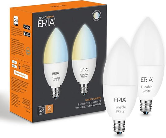 ERIA Smart Candelabra Bulbs, ZigBee Tunable White, Works with AduroSmart, Hue*, SmartThings, Amazon Echo (4th Gen), Alexa, HA, Google Assistant (2-Pack)
