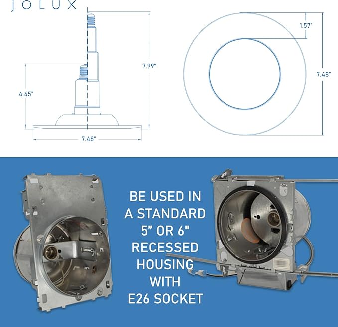 Jolux 6-Pack 5/6" 5CCT Retrofit LED Recessed Lighting,Selectable 2700K/3000K/3500K/4000K/5000K,12W=60W,800Lumen,Dimmable Can Lights,Simple Installation Adjustable Retrofit Downlight,Bevel Trim