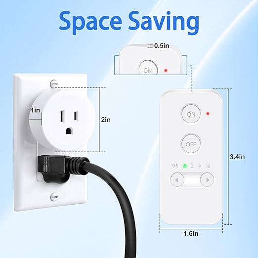 Greencycle Remote Control Outlet Plug, Remote Light Switches Wireless Indoor, Outlet Timer Indoor, No Interference No Wiring, 15A/1500W, 500ft RF Range, Compact Design, Programmable, 1Switch 2Outlets