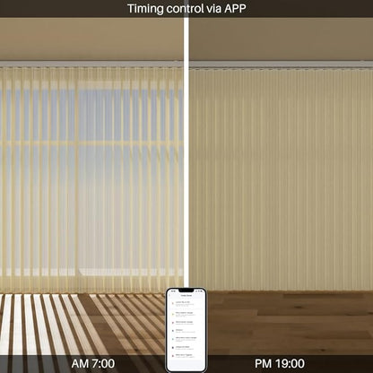 Motorized Sheer Vertical Blinds Work with Alexa Google Home, Light Filtering Smart Vertical Blind Sliding Door Blinds Remote Control Blinds for Sliding Glass Door Customize, Texture Beige