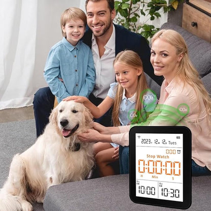Air Quality Monitor Indoor, 13-in-1 with WiFi Air Quality Tester for CO2 TVOC HCHO PM2.5 PM1.0 PM10 Temperature Humidity More, LED Display Home Air Quality Tester Analyzer (Black)