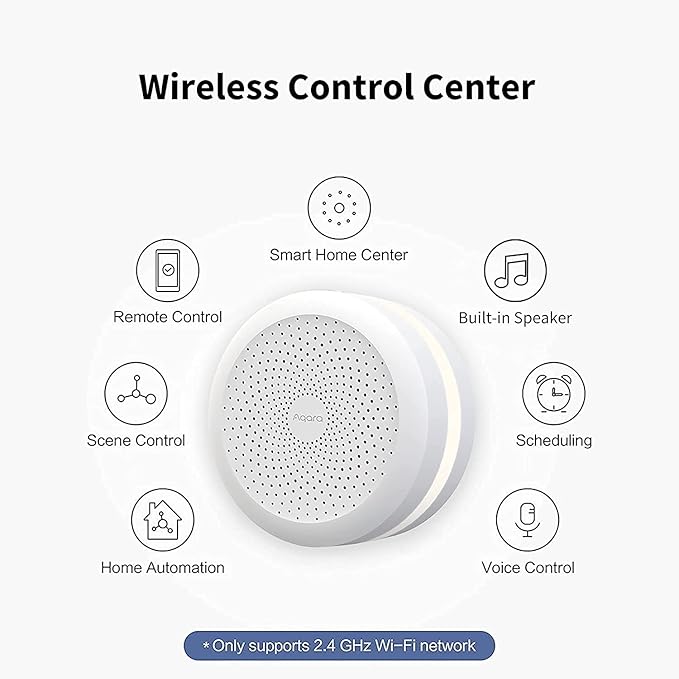 Aqara Hub M1S Gen 2 (2.4 GHz Wi-Fi Required), Wireless Smart Home Bridge for Alarm System, Home Automation, Remote Monitor and Control, Supports Alexa, Google Assistant, HomeKit and IFTTT