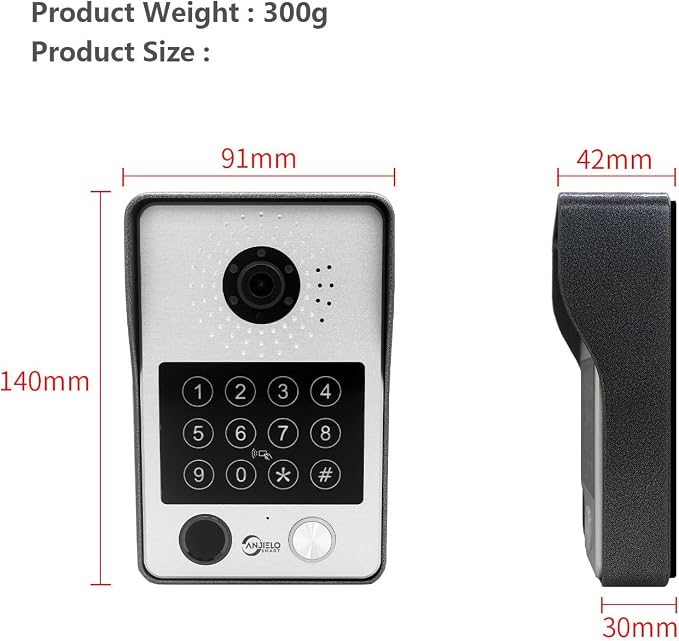 ANJIELO SMART Wired Video Door Phone Apartment Intercom System,7 Inch Touch Monitor with 1080P HD Camera Doorbell,Supporting Fingerprint,RFID Card,Password Unlocking for Home Villa,Tuya